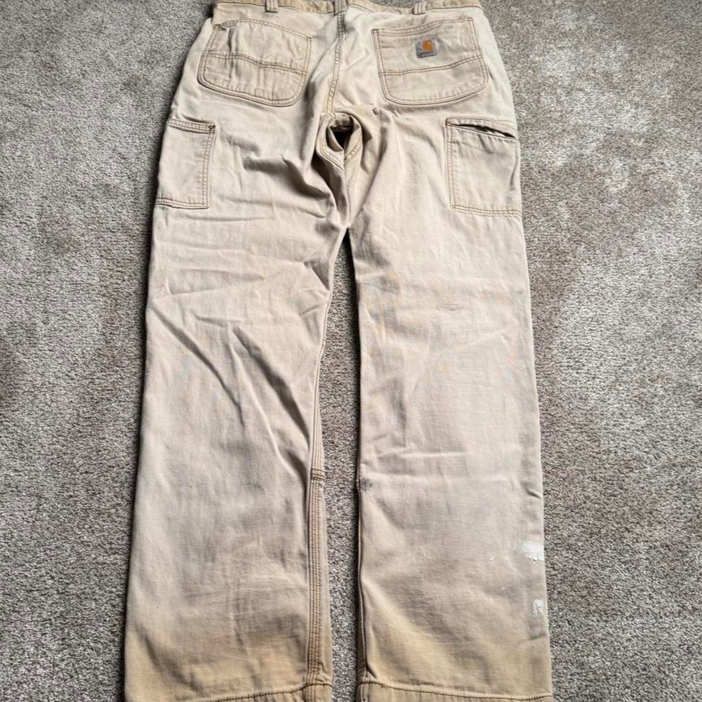 FADED BEIGE CARHARTT RELAXED FIT PAINT SPLATTER CARGO PANTS